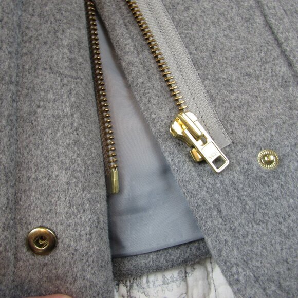 Bloggers fav J. CREW Vail Faux Fur Parka Coat Hood Peacoat Grey Classic Preppy 2 - Picture 6 of 10